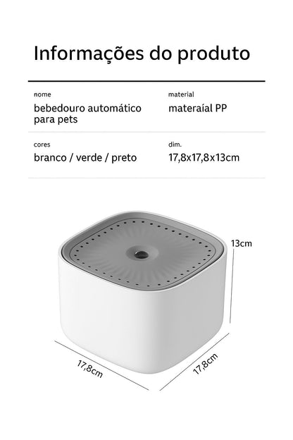 Fonte de Água Automática 3L para Gatos – Silenciosa, Filtrante e USB com recirculação automática, filtro, grande capacidade, bebedouro filtrante.